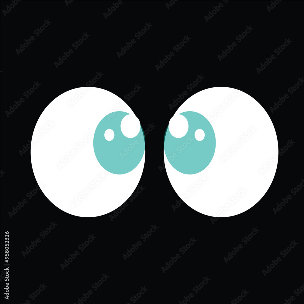 Smile eyes look into the frame. Emoji. A sticker for a chat message. Isolated vector illustration on background.