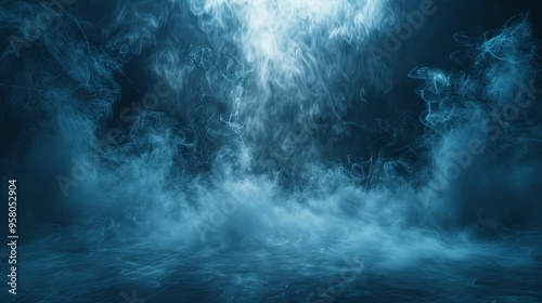 Abstract Blue Smoke with a Dark Background