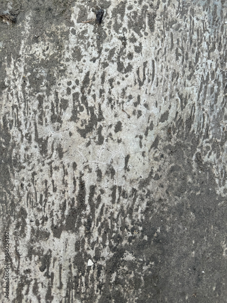 Obraz premium Weathered Concrete Texture with Natural Gray and Yellow Patina | Close-up of weathered gray concrete texture with natural patterns and a touch of yellow patina, ideal for backgrounds, design projects