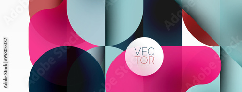 Circles and round shapes geometric minimal background. Transparent geometric shapes composition for wallpaper, banner, background or landing