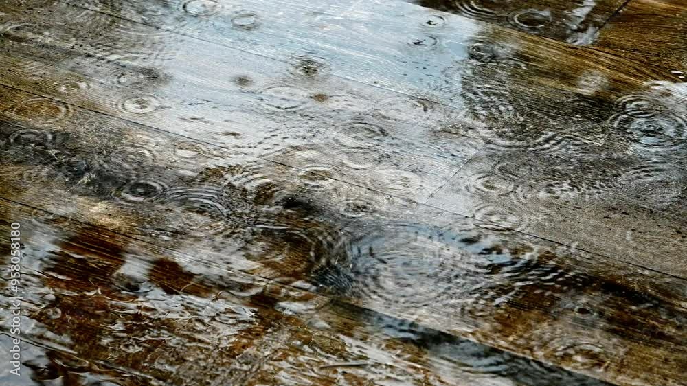 4K Rain splashes hit the asphalt, heavy rain, close-up 4K Rain splashes hit the asphalt, heavy rain, close-up