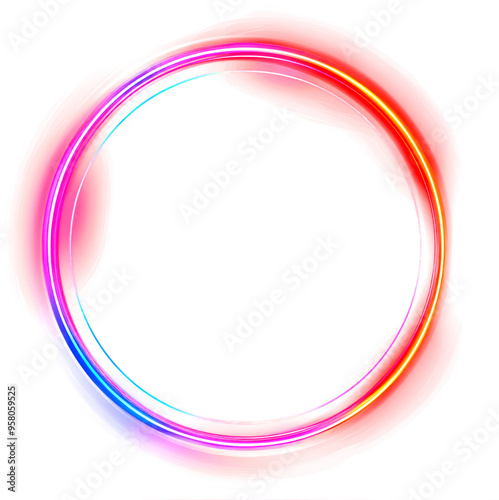 Neon ring on transparent background. PNG