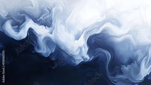 A swirling gradient of deep navy and soft white hues with elegant fluid motion