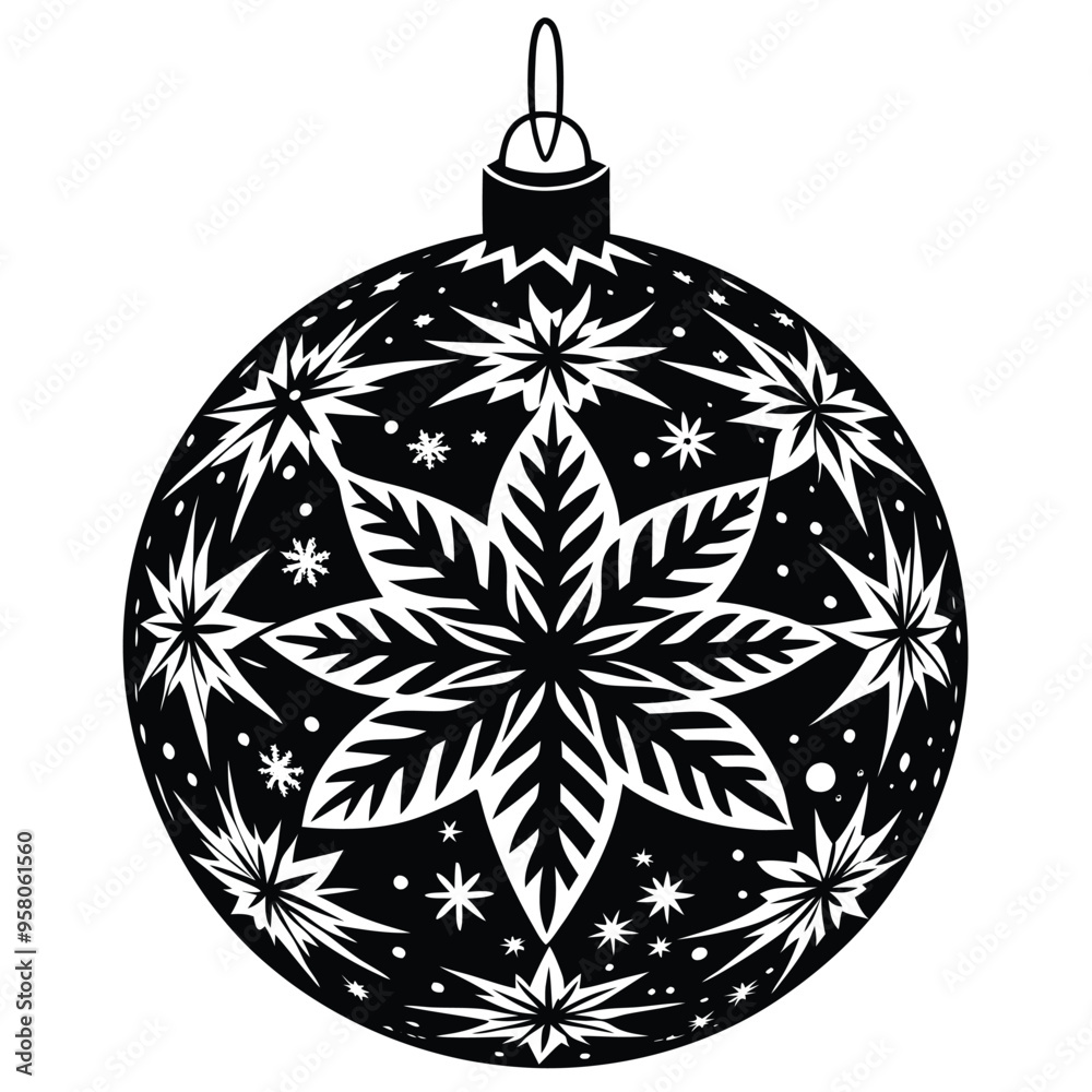 Fototapeta premium Christmas Decorative Ball Vector on White Background, Elegant Holiday Ornament Design, Festive Christmas Decoration Illustration, Isolated Christmas Ball Vector for Seasonal Artwork and Holiday Themes