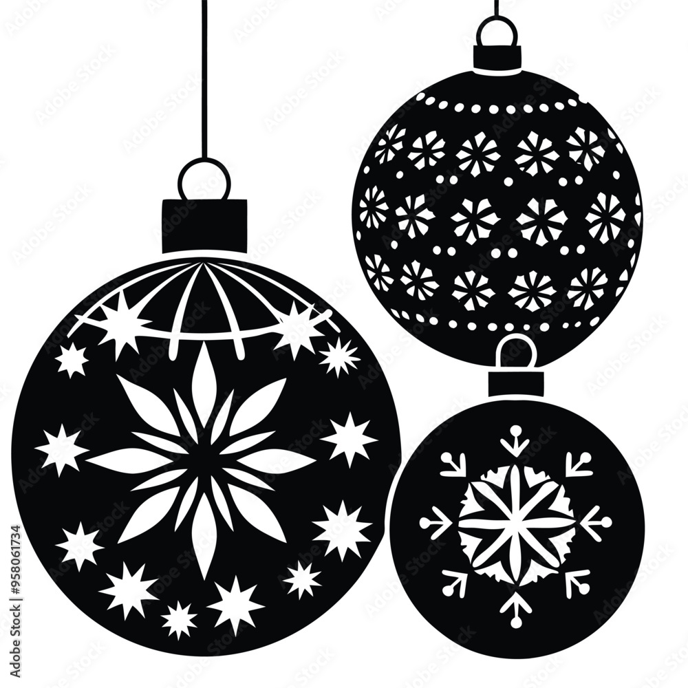 Christmas Decorative Ball Vector on White Background, Elegant Holiday Ornament Design, Festive Christmas Decoration Illustration, Isolated Christmas Ball Vector for Seasonal Artwork and Holiday Themes