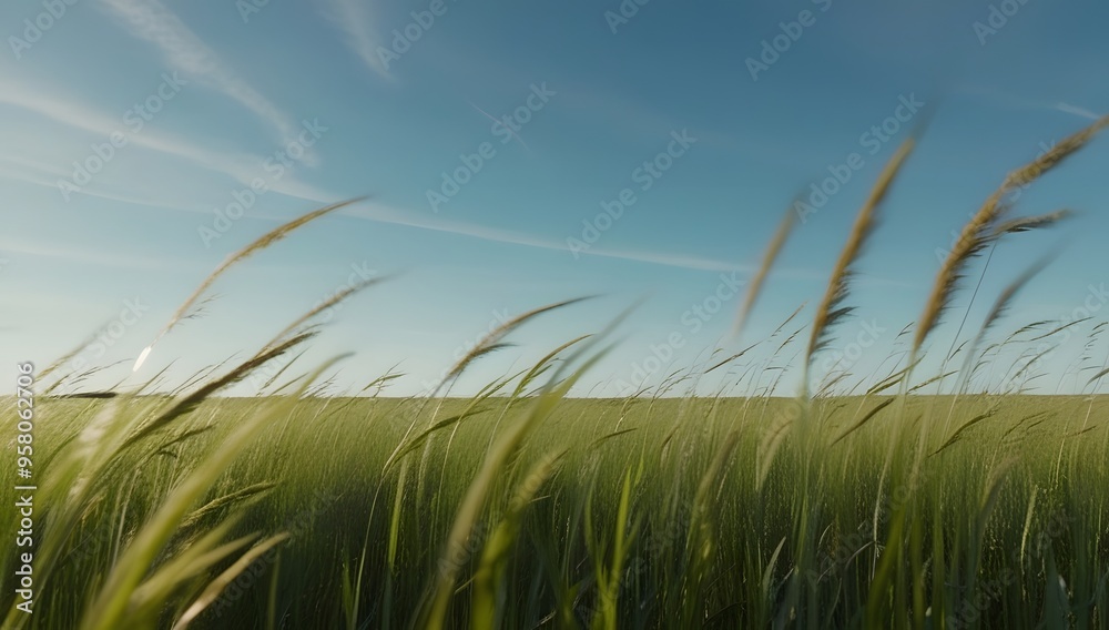 Golden wheat sways gently in the summer breeze, creating a picturesque landscape against a backdrop of blue sky and fluffy clouds Golden wheat sways gently in the summer breeze, creating a picturesque landscape against a backdrop of blue sky and fluffy clouds