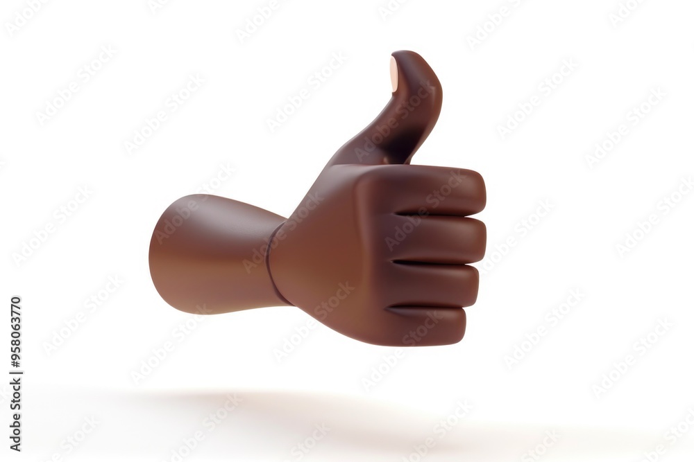3D Cartoon Dark-Skinned Hand Giving Thumbs Up for Approval, Achievement, and Success 3D Cartoon Dark-Skinned Hand Giving Thumbs Up for Approval, Achievement, and Success