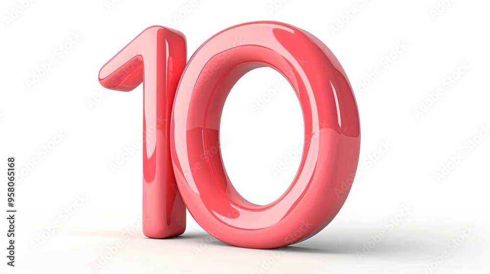 3D Rendered Shiny Pink Number Ten 3D Rendered Shiny Pink Number Ten