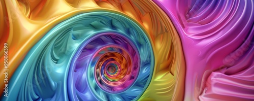Wallpaper Mural Dynamic 3D spirals with vibrant colors, 4K hyperrealistic photo Torontodigital.ca