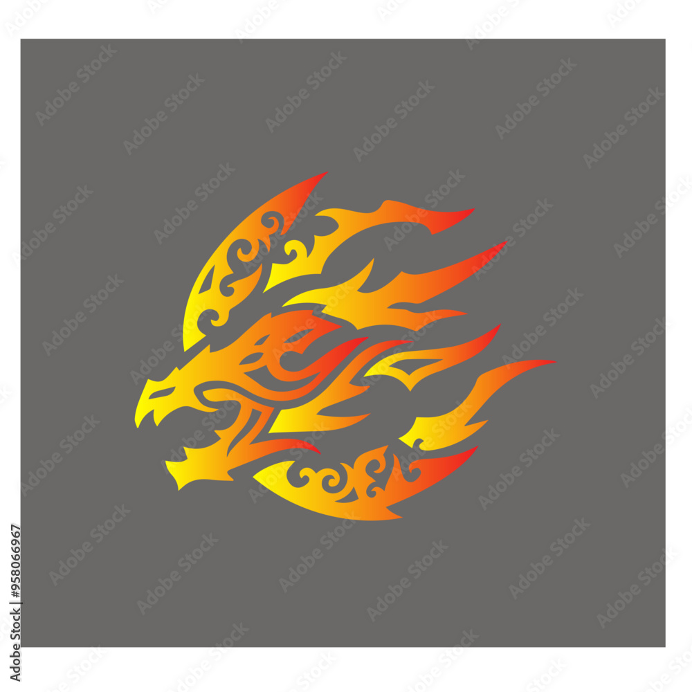 Obraz premium Chinese Dragon Vector. Premium Vector | Flat dragon silhouette dragon illustration vector. Premium Vector | Dragon logo icon design illustration.