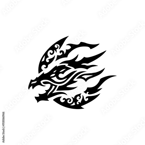 Chinese Dragon Vector. Premium Vector | Flat dragon silhouette dragon illustration vector. Premium Vector | Dragon logo icon design illustration.