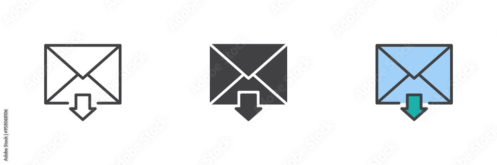 Inbox mail different style icon set Inbox mail different style icon set