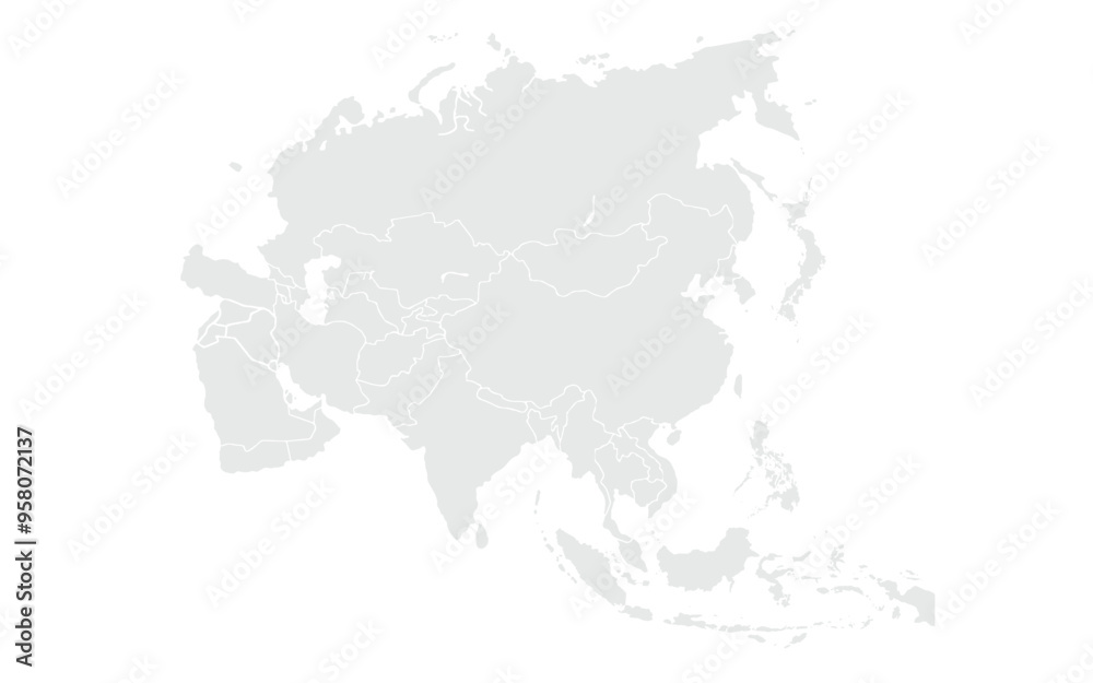 Map of Asia. for website layouts,background,education, precise,customizable,Travel worldwide,map silhouette backdrop,earth geography, political,reports. Grayscale style ,isolated on white background. Map of Asia. for website layouts,background,education, precise,customizable,Travel worldwide,map silhouette backdrop,earth geography, political,reports. Grayscale style ,isolated on white background.