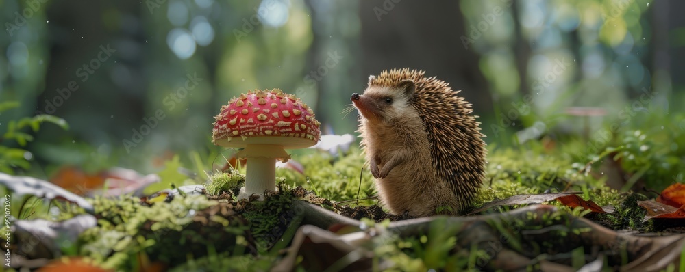 Enchanting hedgehog mushroom in secluded glade, 4K hyperrealistic photo Enchanting hedgehog mushroom in secluded glade, 4K hyperrealistic photo