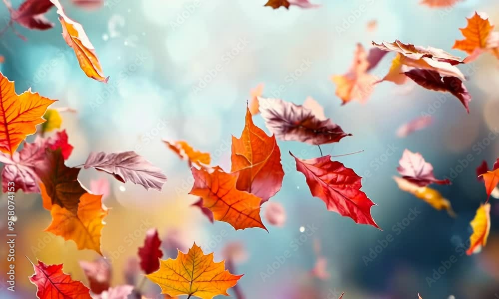 A leaf is falling from a tree and is surrounded by other leaves Video