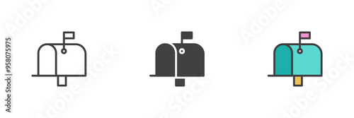 Mailbox different style icon set