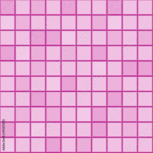 Pink ceramic square tiles seamless pattern. Home interior, bathroom and kitch...