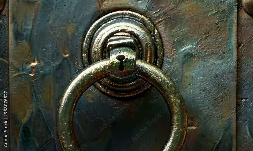 Antique Brass Door Knocker Texture Background, Video