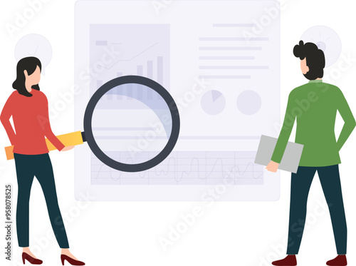 The boy and the girl are searching on the graph.