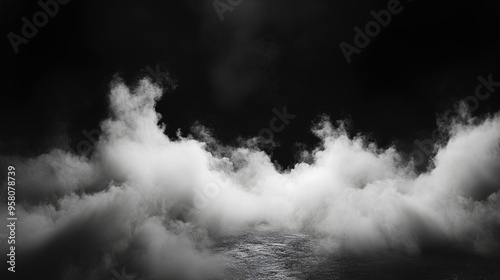 Smoke black ground fog cloud floor mist background steam dust dark white horror overlay
