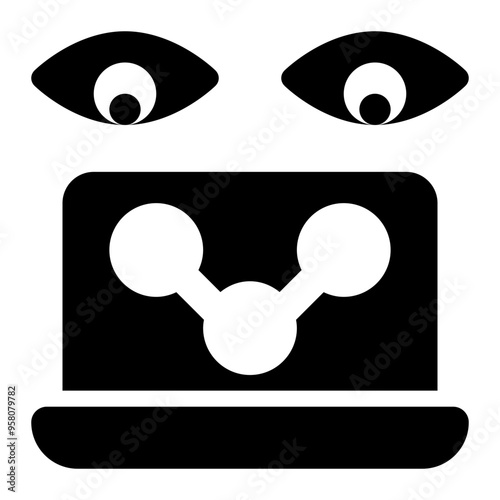 snooping, reconnaissance, observation, monitoring, cyber security solid or glyph icon