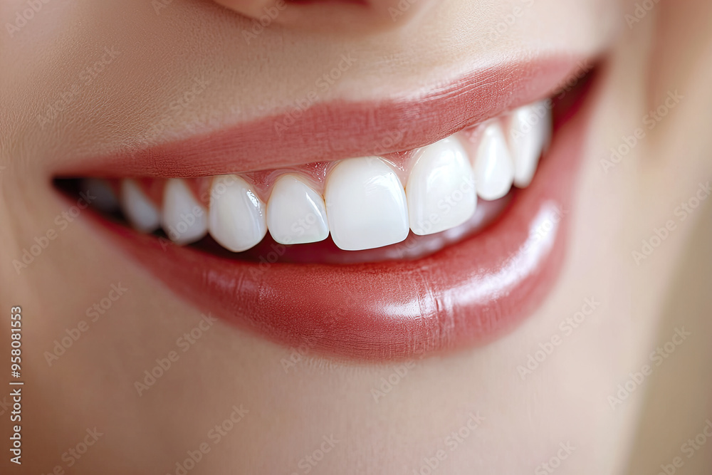 Obraz premium close up of a woman mouth with a smile