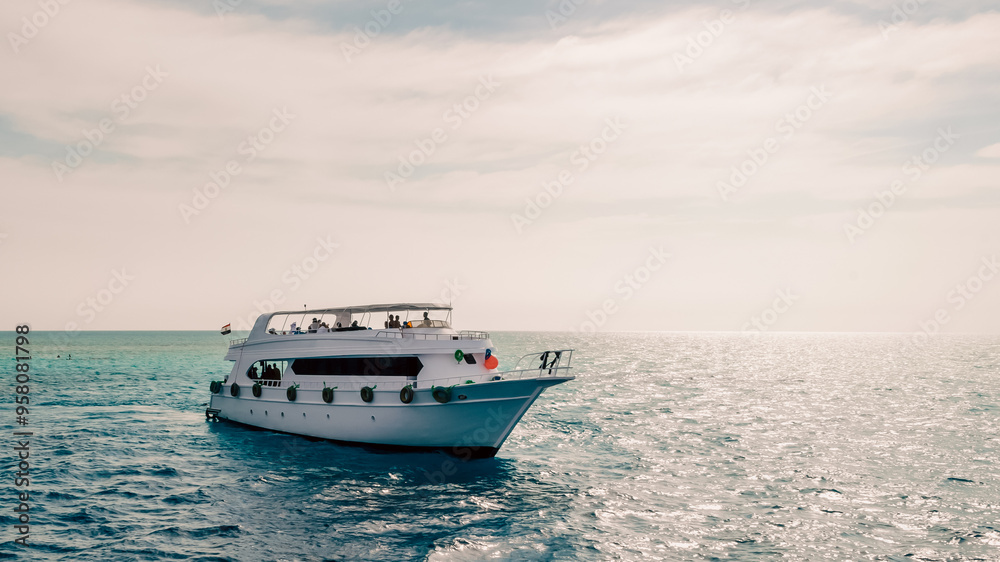 white cruise tourist boat in the Red Sea in Egypt white cruise tourist boat in the Red Sea in Egypt