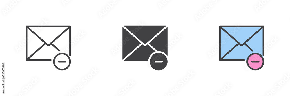 Delete email different style icon set Delete email different style icon set