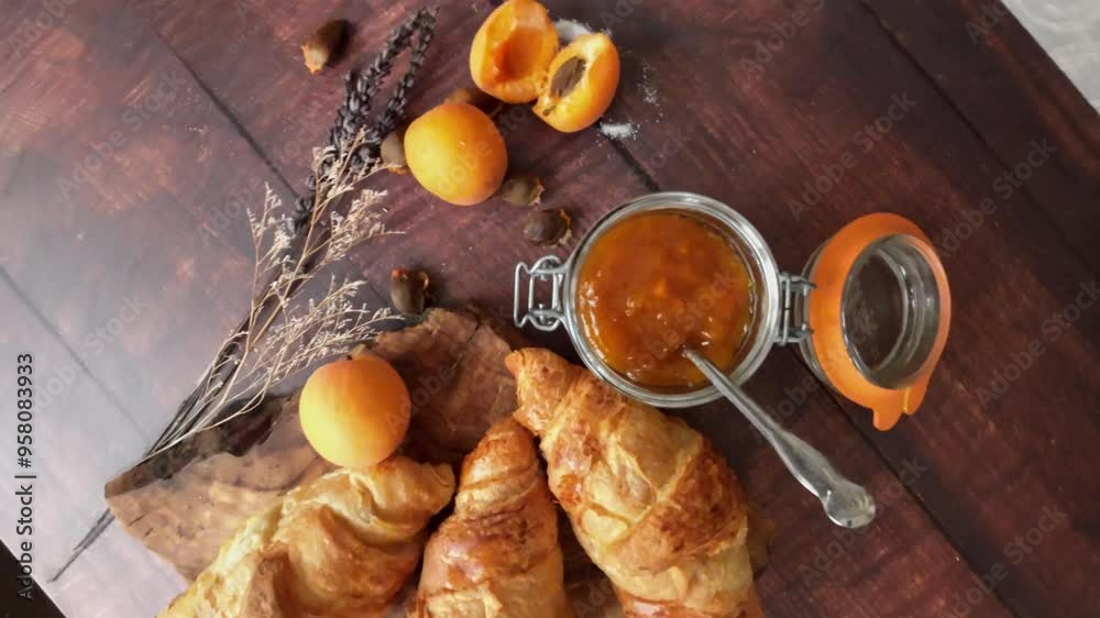 croissant apricots and with apricot jam for breakfast croissant apricots and with apricot jam for breakfast