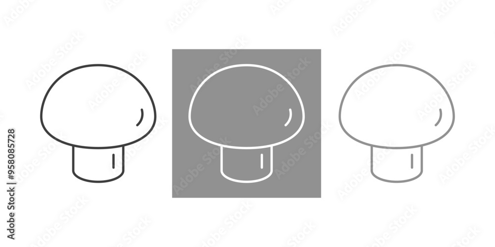 Champignon outline icon, mushrooms line icon 3 pt. isolated in white Champignon outline icon, mushrooms line icon 3 pt. isolated in white