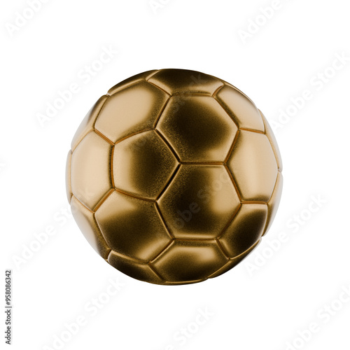 golden metallic soccer football, transparent background photo