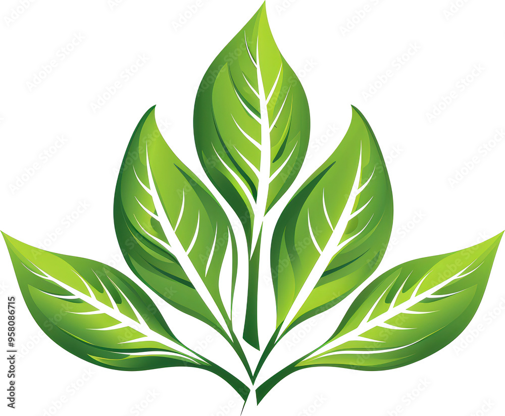 Naklejka premium Green leaves against on transparent background. PNG
