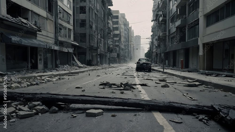 earthquake aftermath city disaster debris cracked collapsed earthquake aftermath city disaster debris cracked collapsed