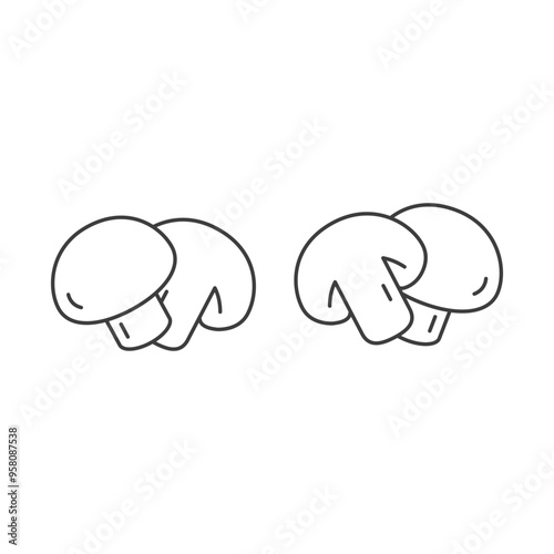 Champignon outline icon, mushrooms linear icon. Isolated on white background.