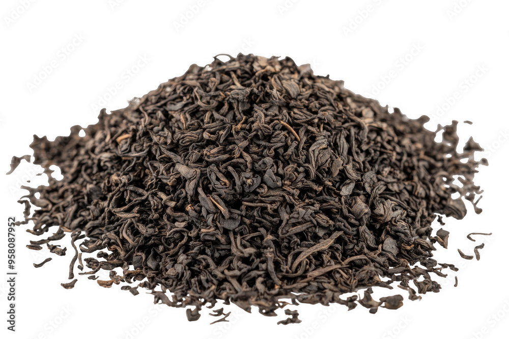 A pile of black tea on a transparent background A pile of black tea on a transparent background