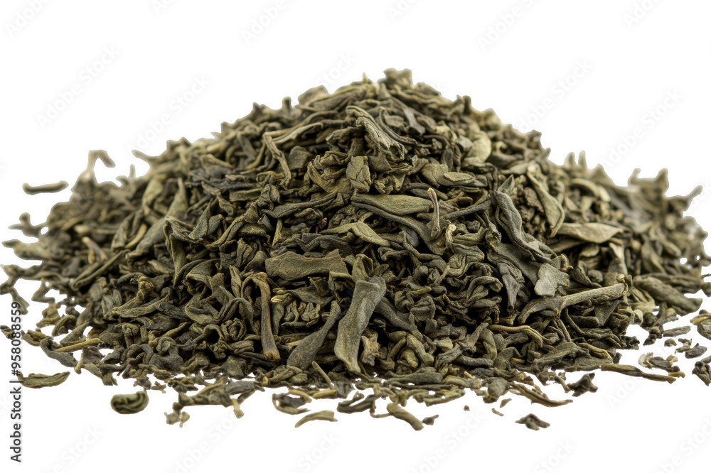 A pile of green tea on a transparent background A pile of green tea on a transparent background