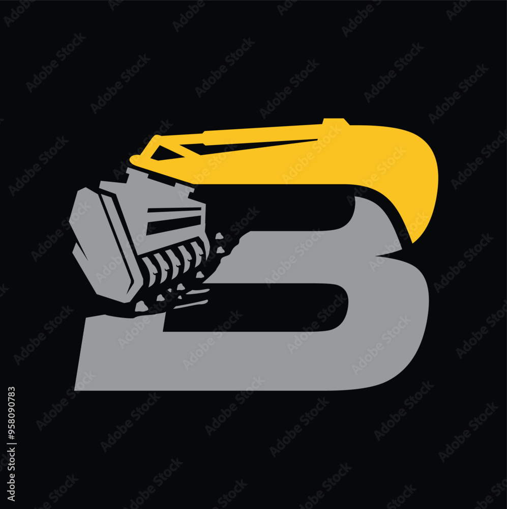 Letter B mulching logo vector , Land Clearing Mulcher vector art Letter B mulching logo vector , Land Clearing Mulcher vector art