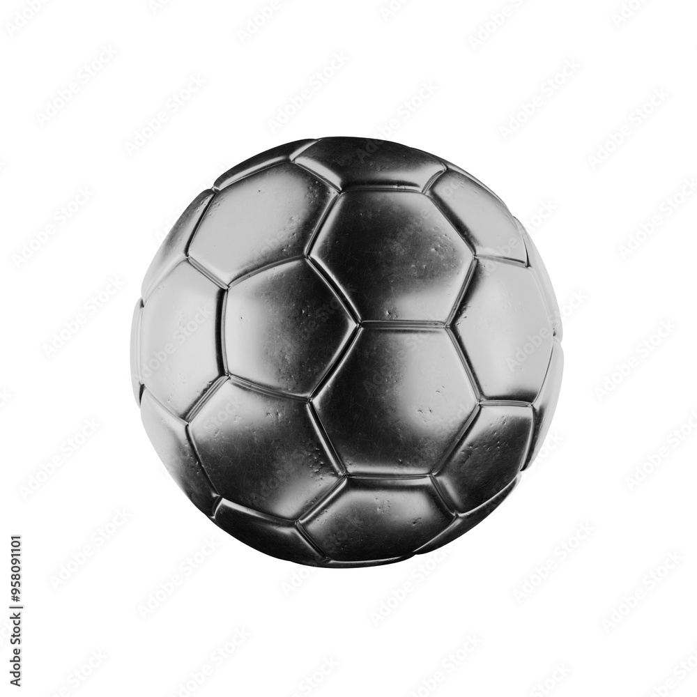 Φωτογραφία silver metallic soccer football, transparent background