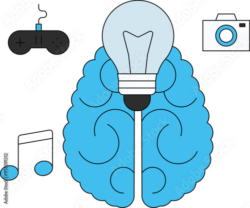 The brain is full of media games and music.