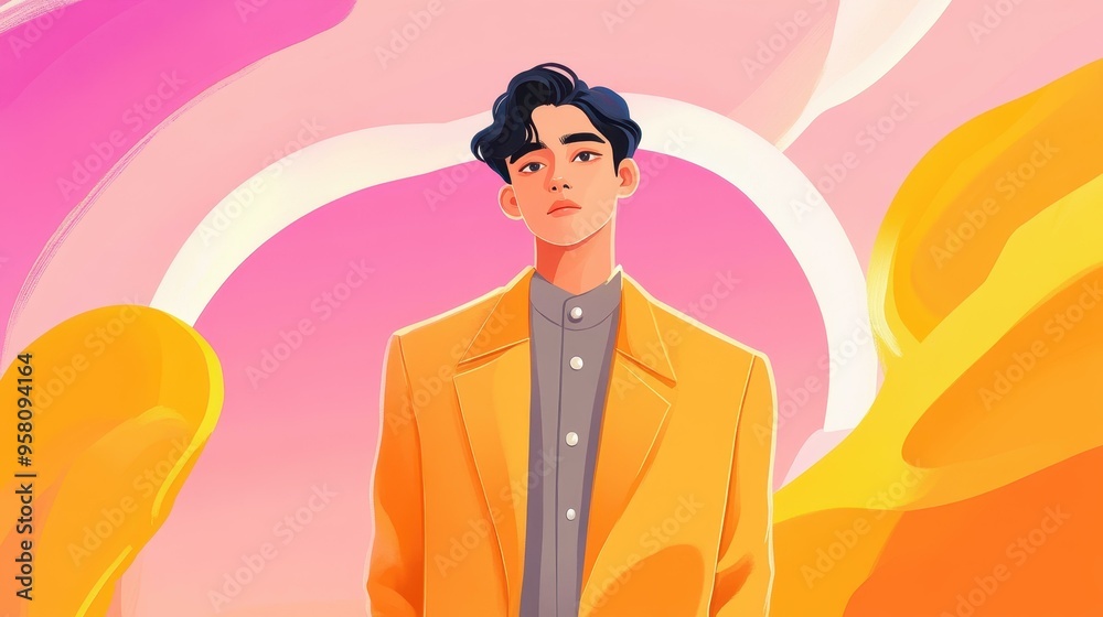A vibrant portrait of a man, illuminated by neon lights, set against a dramatic backdrop, showcasing modern fashion trends. A vibrant portrait of a man, illuminated by neon lights, set against a dramatic backdrop, showcasing modern fashion trends.