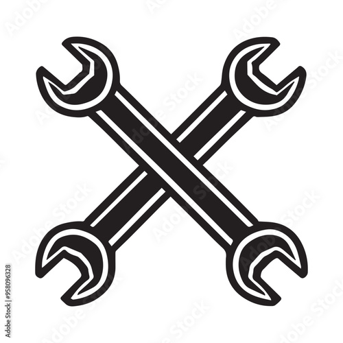 Wallpaper Mural  Mechanic Tools illustration - crossed Wrenches Vector  in black and white  Torontodigital.ca