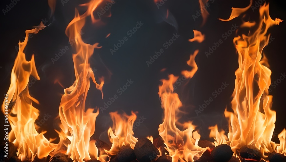 realistic blazing flame illustration with dark blur background realistic blazing flame illustration with dark blur background