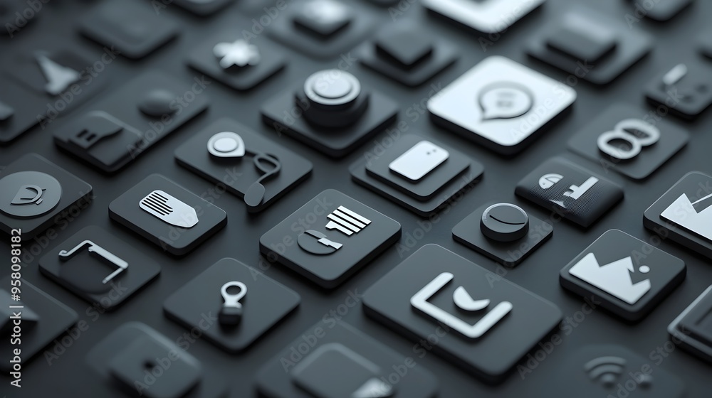 Flat Monochrome Icon Set for Minimalist Presentation and Corporate Visuals Flat Monochrome Icon Set for Minimalist Presentation and Corporate Visuals