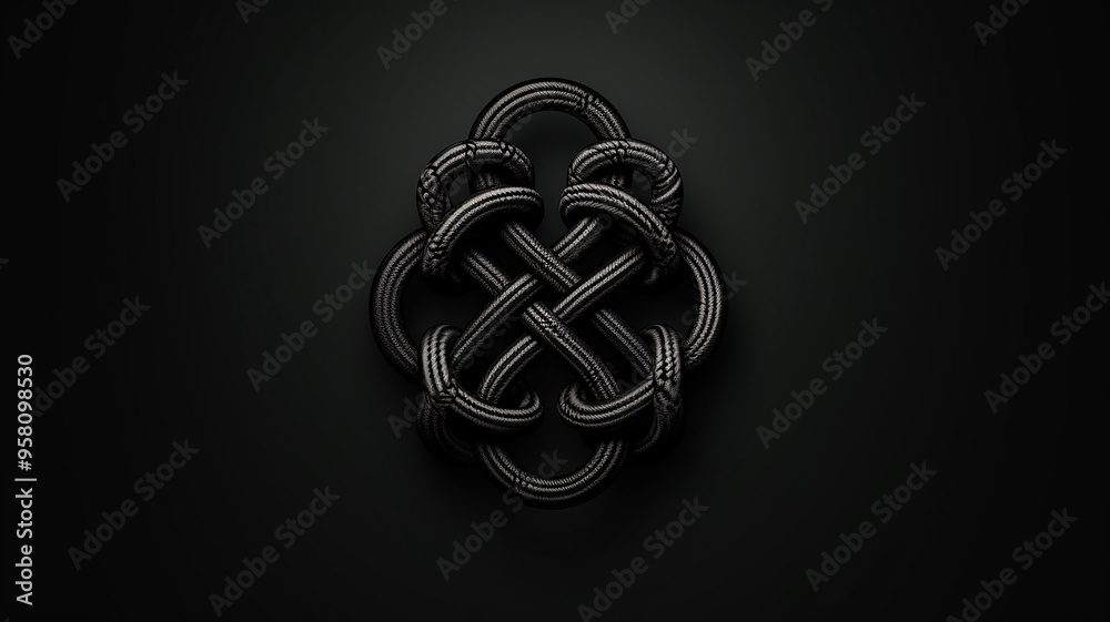 gordian knot on a black background, the concept of a complex confusing situation gordian knot on a black background, the concept of a complex confusing situation