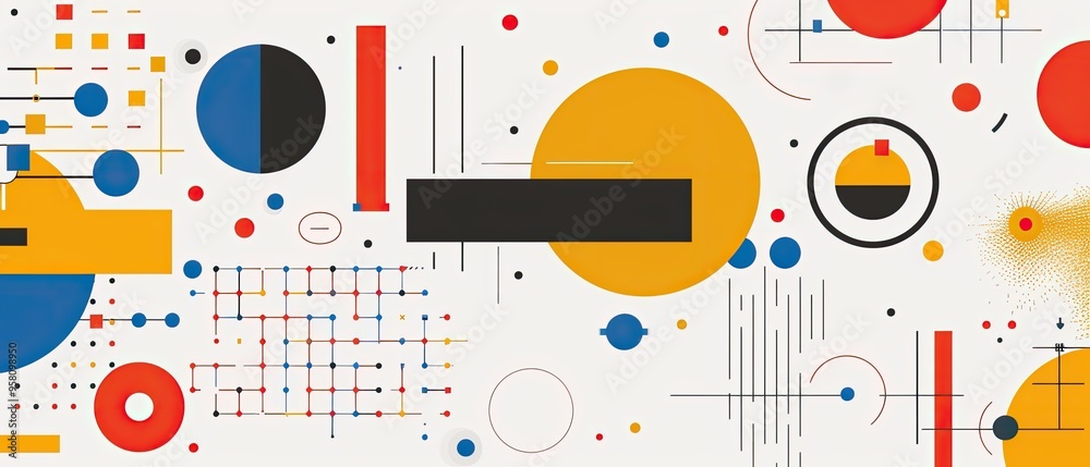 A colorful abstract design with many different shapes and sizes A colorful abstract design with many different shapes and sizes