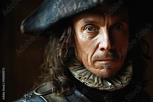Cromwell Oliver English British Lord Protector politician, military general commander in uniform.