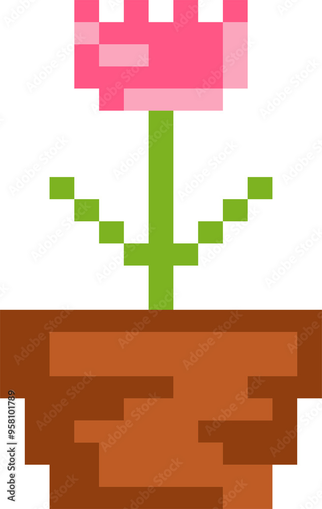 Obraz premium Pixel flower illustration