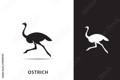 Ostrich silhouette logo design, Ostrich logo with minimalist design, ostrich vector. © Kholil