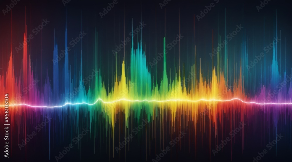 custom made wallpaper toronto digitalVibrant Rainbow Waveform Abstract Digital Art on Black Backgroun