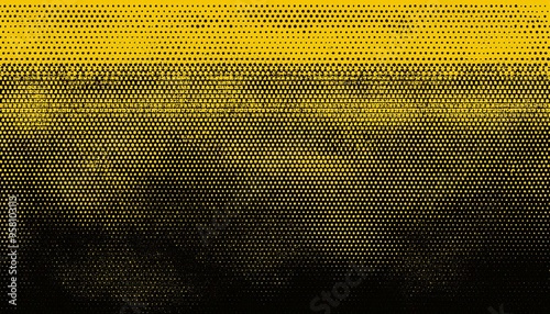 Black and yellow halftone background with grungy dots photo